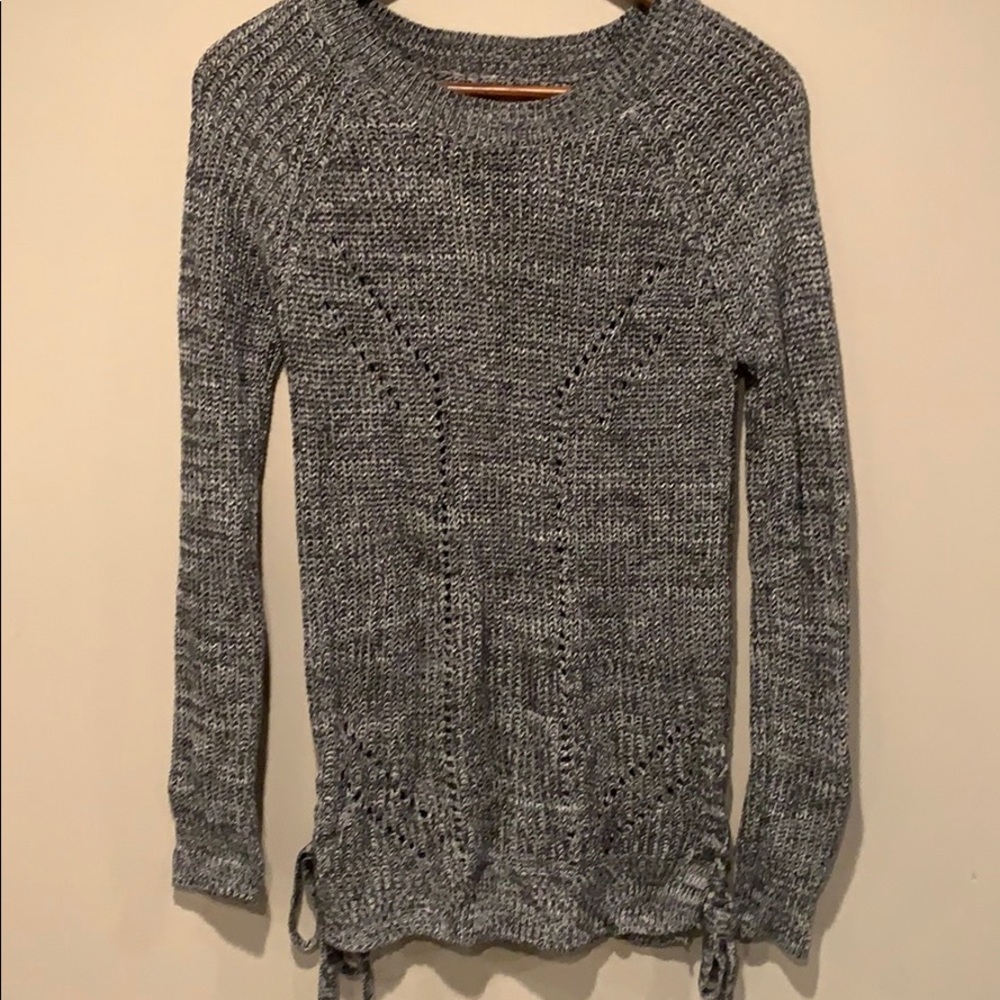 Gray sweater with tie sides